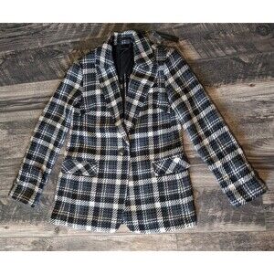 Elie Tahari Tweed Blazer XS Wool Blend Preppy Old Money Houndstooth NWT $325